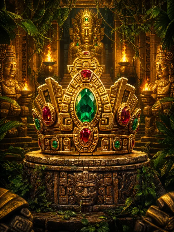 Ilustrasi permainan Mahkota Aztec Kuno di Zeus138